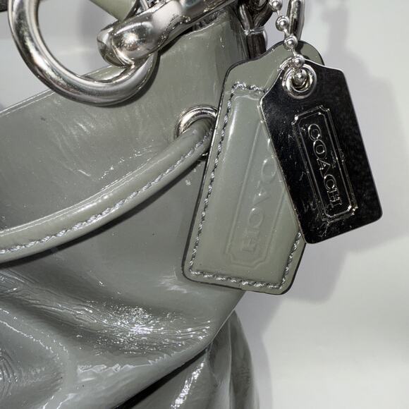 Coach Women's Madison Leather Marielle Drawstring 2 Strap Glossy Gray‎ Tote Bag - Picture 6 of 11